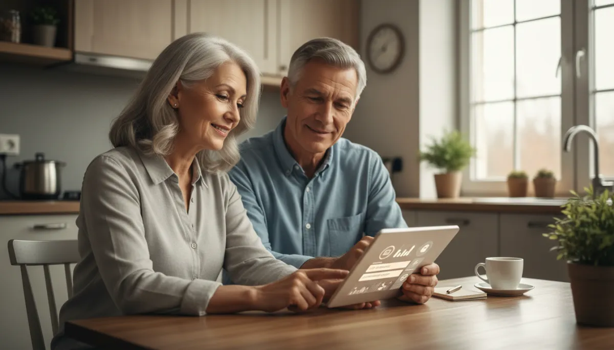 Retired couple reviewing diversified retirement income sources including life insurance