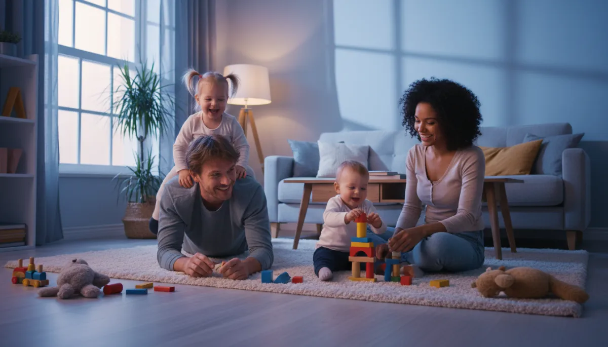 Young family enjoying relaxed time together at home Young family enjoying relaxed time together at home