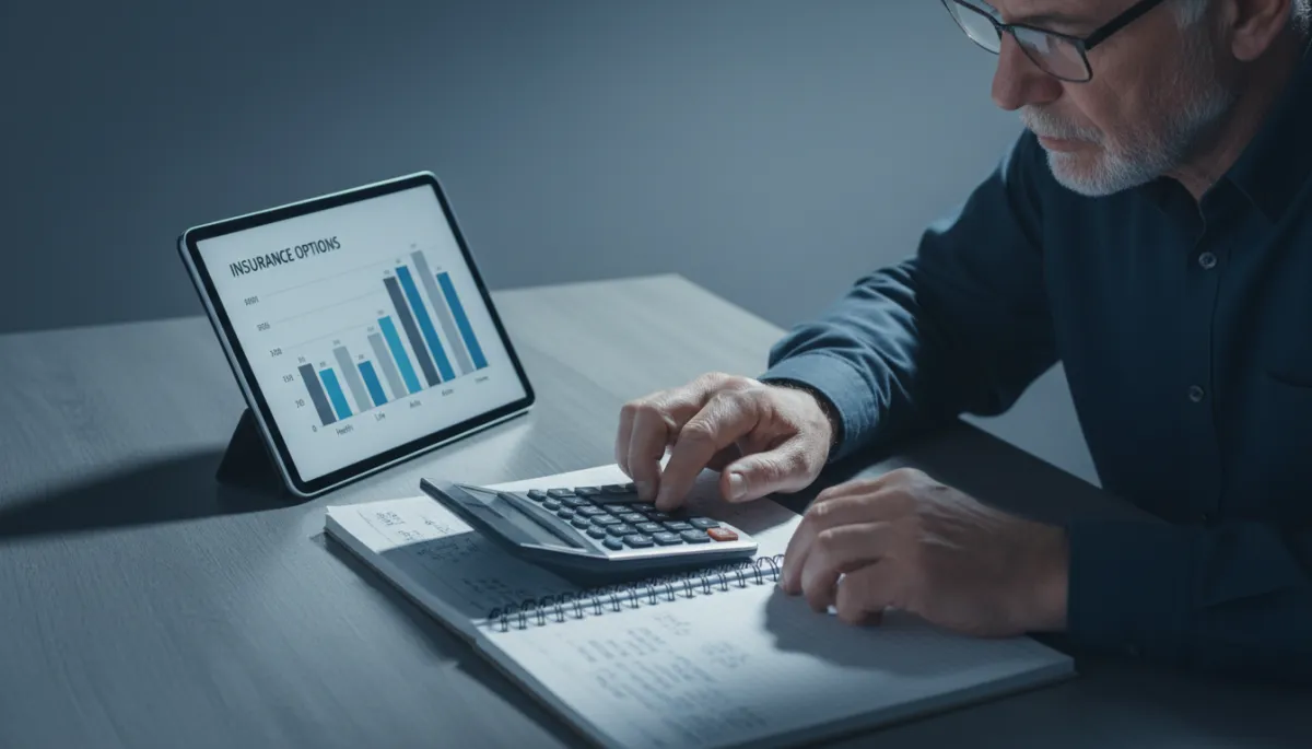 Older man comparing different life insurance options on a tablet Older man comparing different life insurance options on a tablet