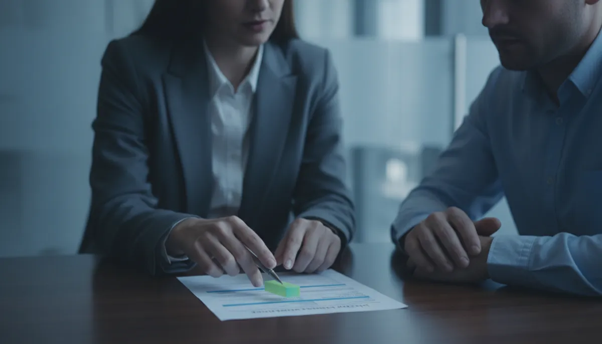 Advisor and client reviewing term life insurance premium quote Advisor and client reviewing term life insurance premium quote