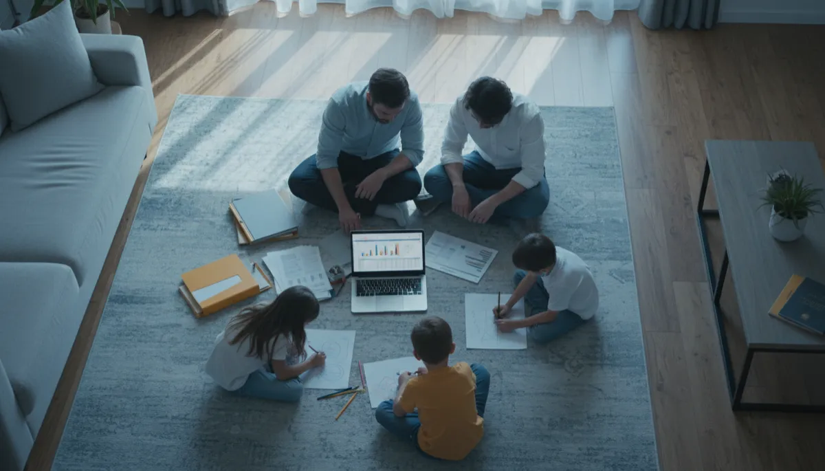 Family organizing their mortgage protection and household budget together Family organizing their mortgage protection and household budget together