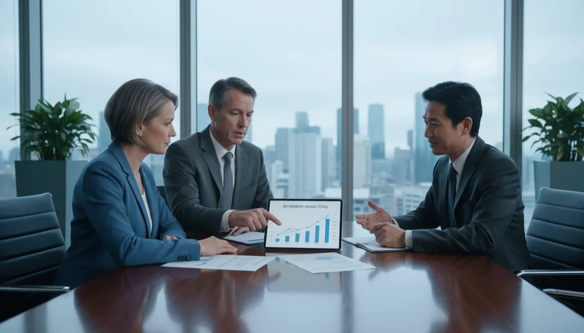 Family meeting with advisor to discuss retirement and insurance options