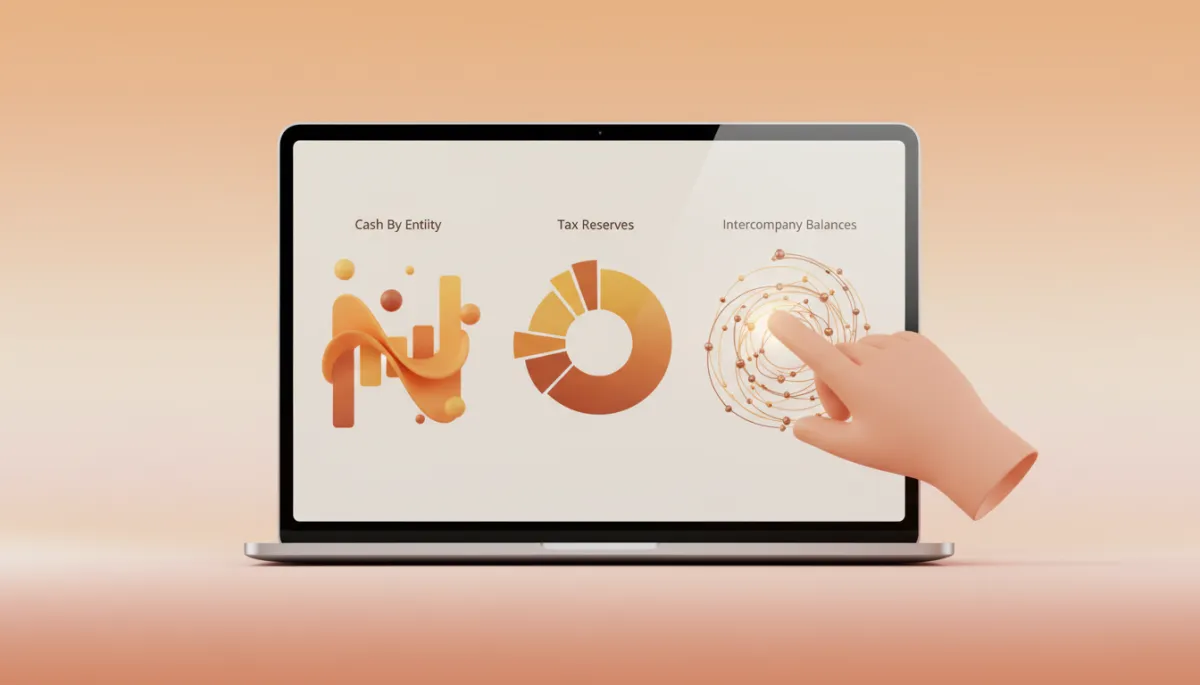 Owner’s dashboard showing multi-entity cash and tax metrics