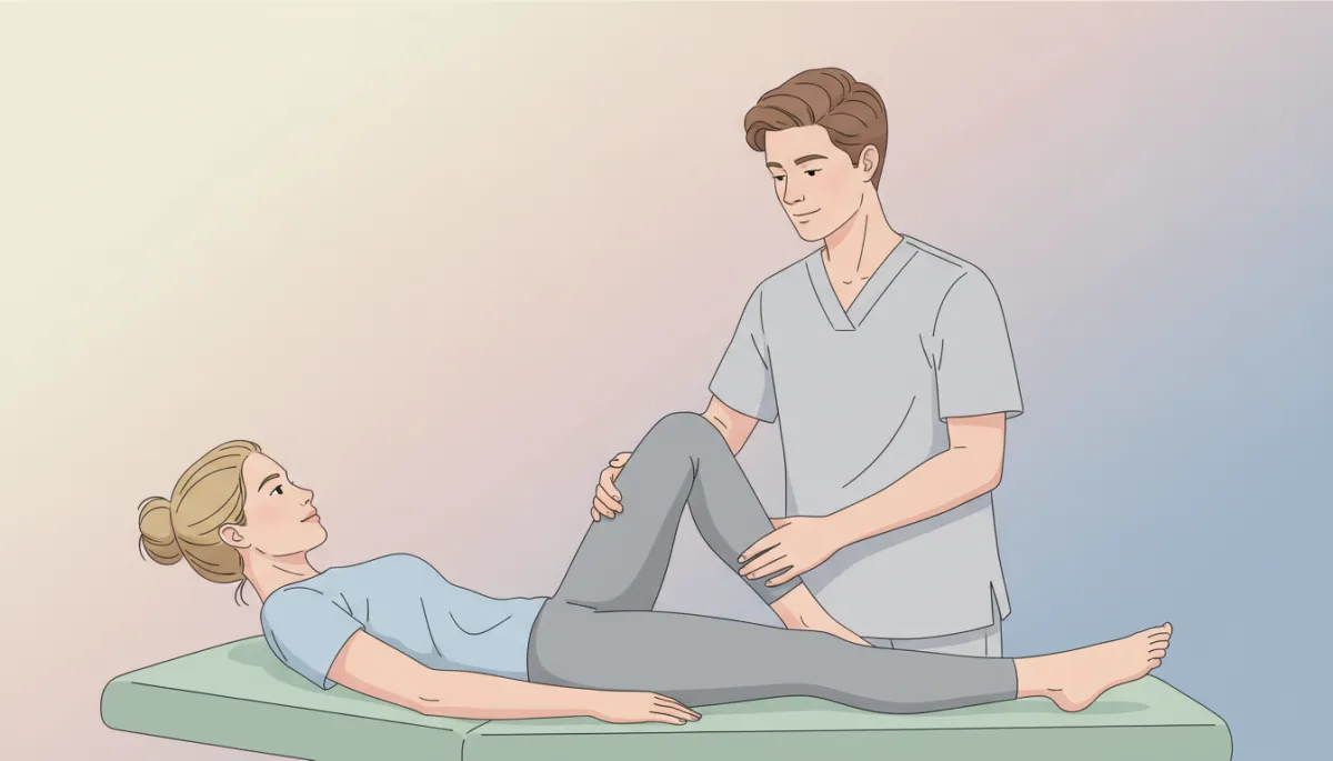 Clinician guiding a patient through gentle knee exercises