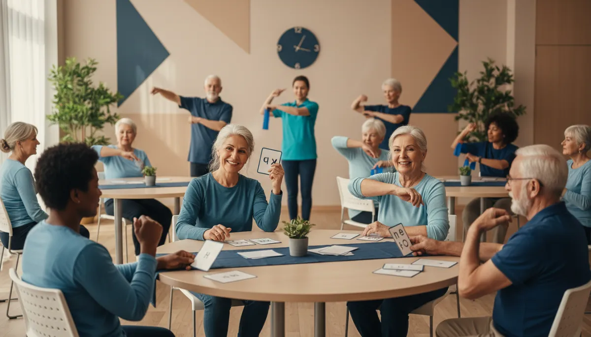 Older adults participating in group exercise and brain-training activities Older adults participating in group exercise and brain-training activities