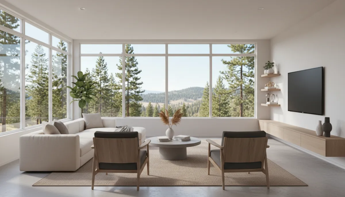 Staged Nevada City living room with bright natural light Staged Nevada City living room with bright natural light