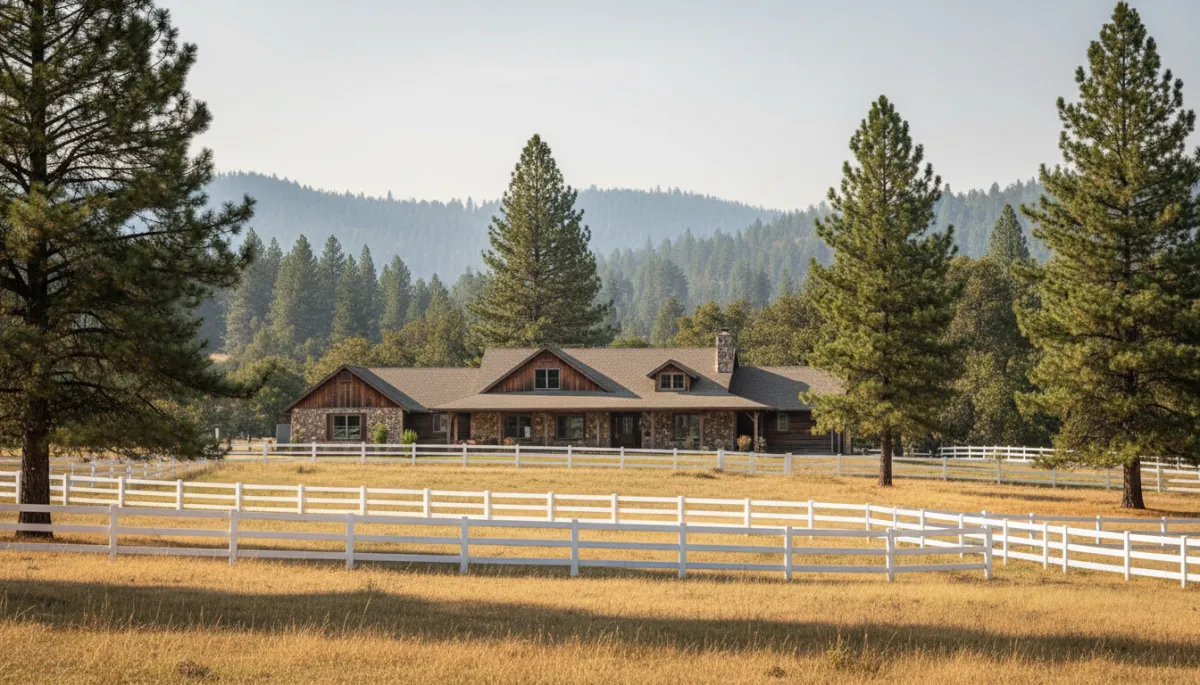 Ranch-style home in Grass Valley with fenced pasture and surrounding acreage