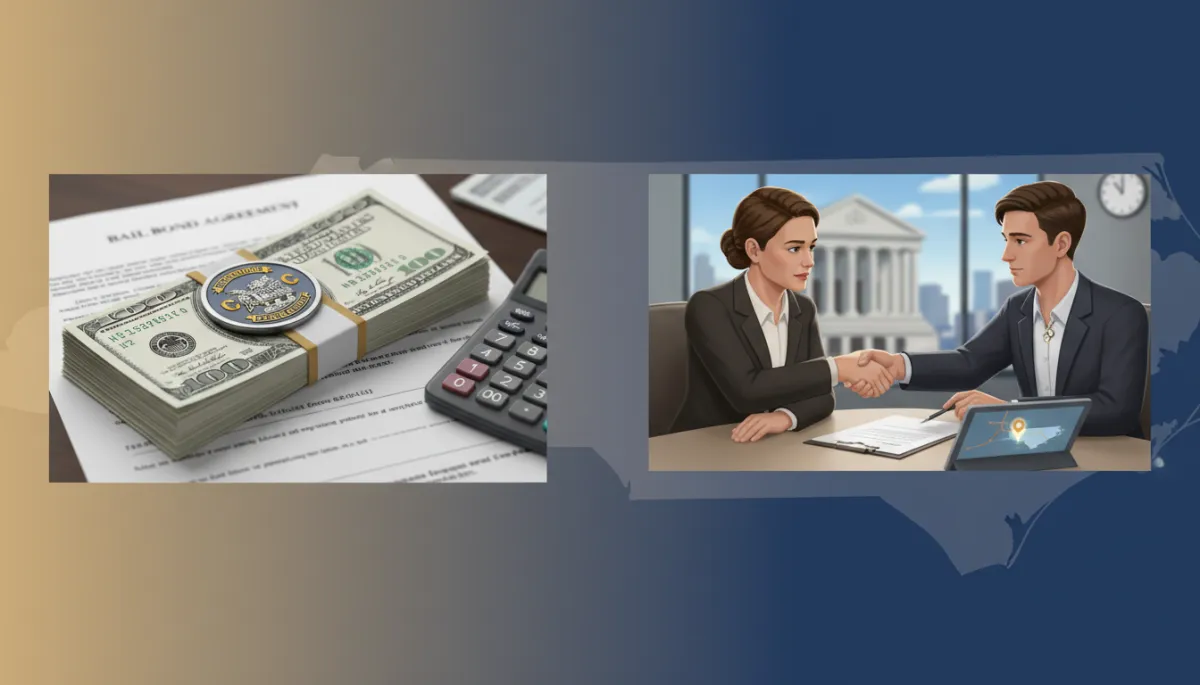 do not change content. only add a featured image with seo alt that matches th content, plus 2 additional images that relate to the topic within th content. Context: This is for a blog post about "How Much Does a Bail Bond Cost in North Carolina?". Style: Professional quality, photorealistic, high resolution