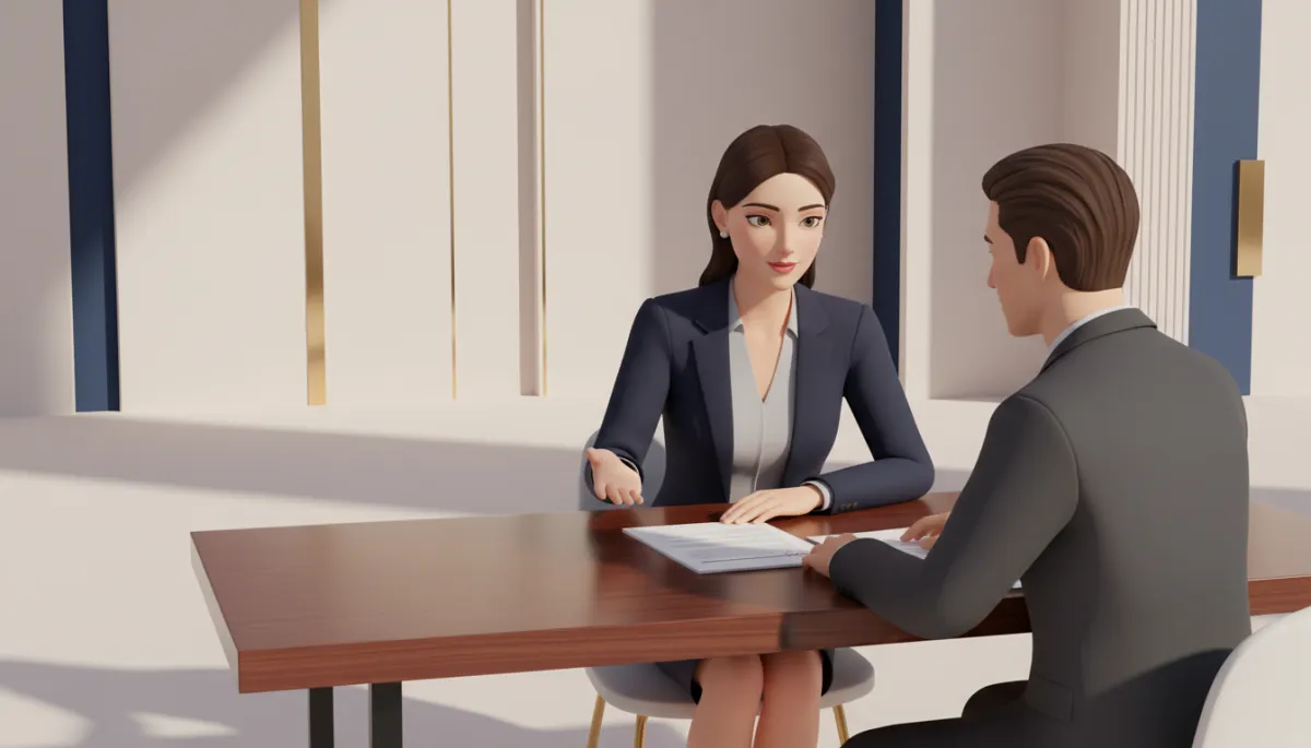 Consultant reviewing timeshare contract details with a concerned client