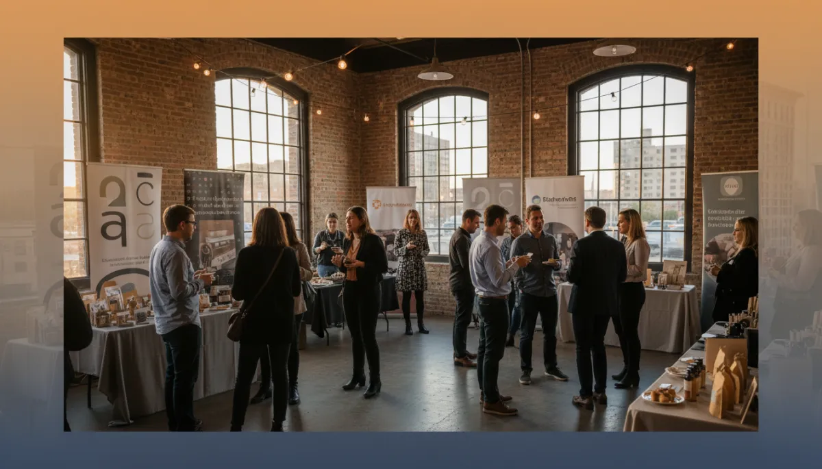 Michigan small business owners forming community partnerships at a local event