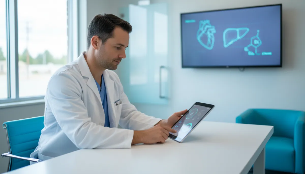 Physician reviewing tirzepatide research on heart, liver, and metabolic health in Liberty Lake Physician reviewing tirzepatide research on heart, liver, and metabolic health in Liberty Lake