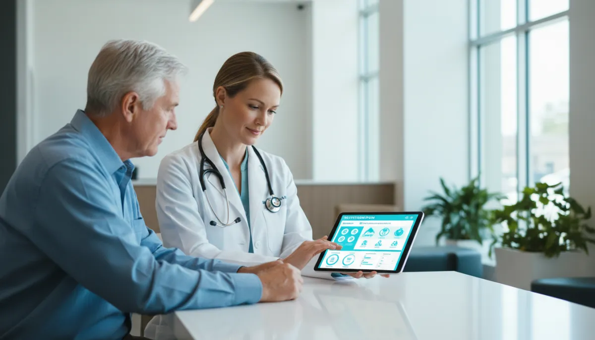 Physician helping a senior patient enroll in the Medicare GLP-1 Bridge program near Liberty Lake