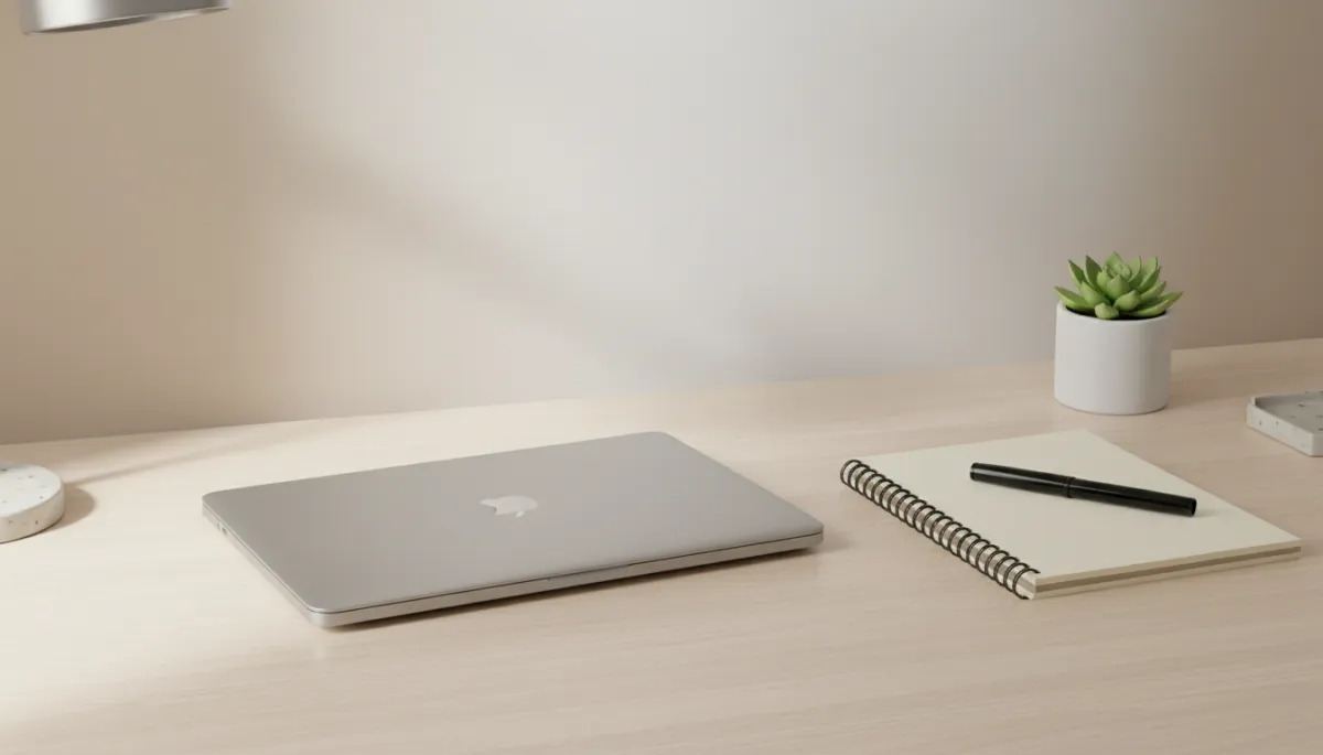 Calm and organized neutral workspace prepared for focused personal planning
