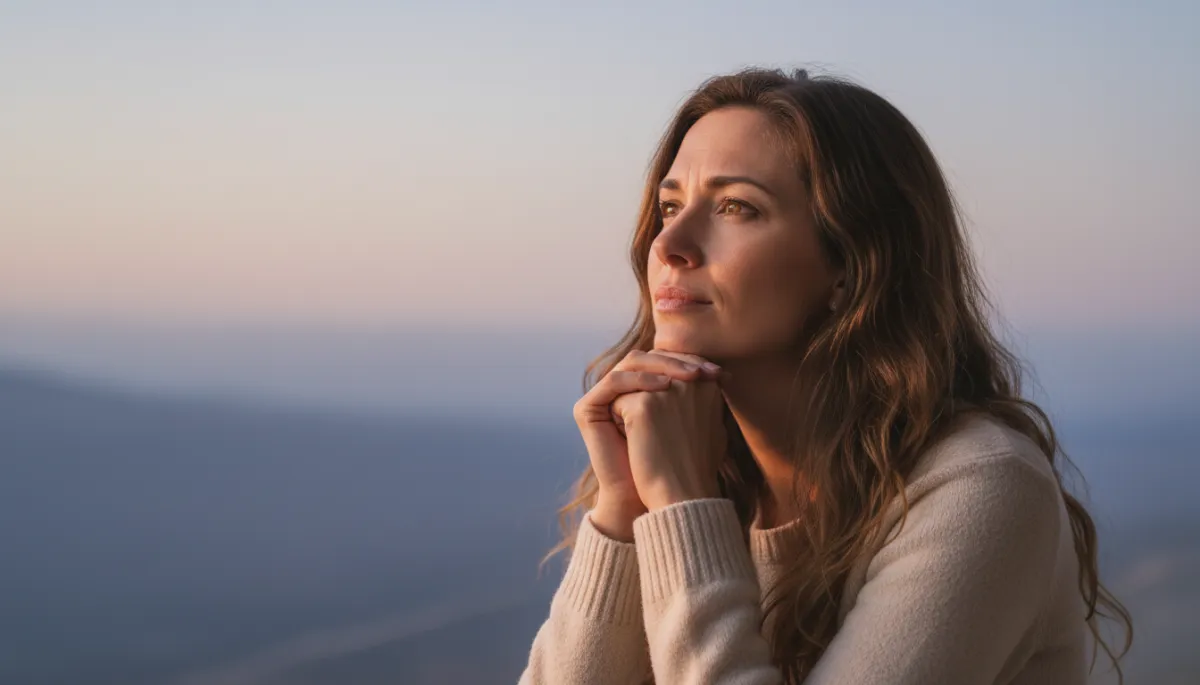 insert a photo of a woman in deep thought. Context: This is for a blog post about "What It Really Means to Be “Transformed by the Renewing of Your Mind”". Style: Professional quality, photorealistic, high resolution insert a photo of a woman in deep thought. Context: This is for a blog post about "What It Really Means to Be “Transformed by the Renewing of Your Mind”". Style: Professional quality, photorealistic, high resolution