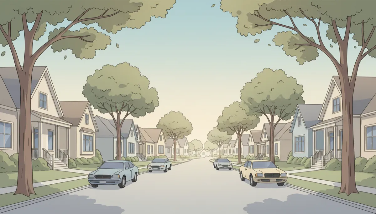 Residential neighborhood street in Paducah Kentucky with single-family homes