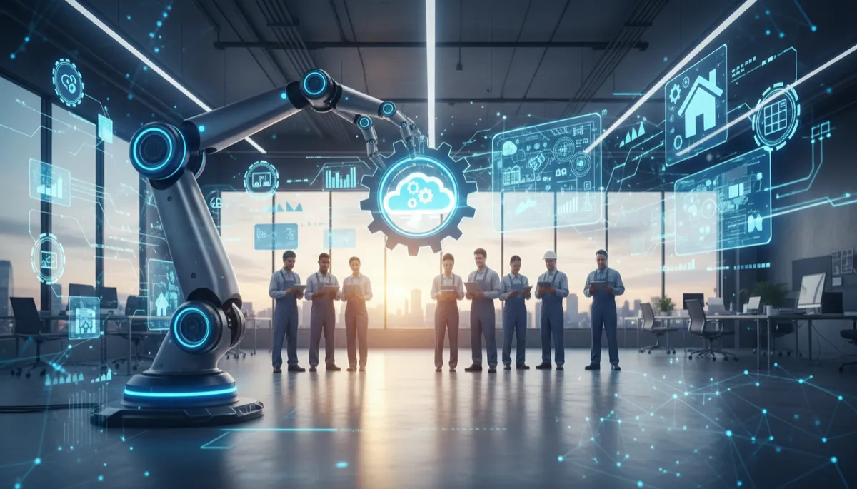 Service business owner relaxing while AI automation dashboard runs after hours