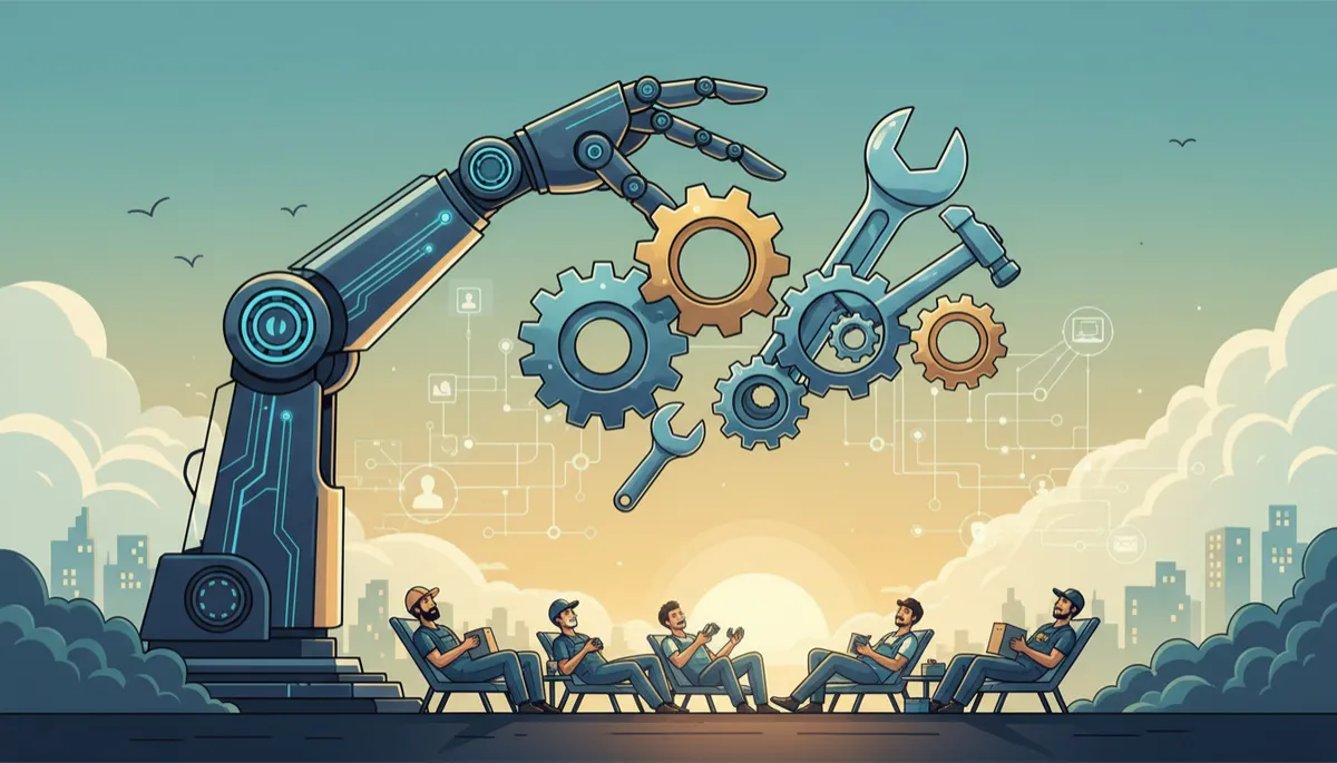 Contractor relaxing with family while AI automation handles leads in the background