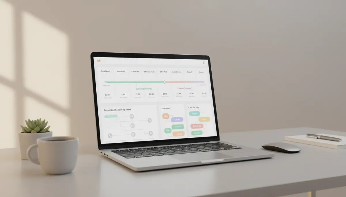 Real estate CRM dashboard showing pipelines and automated follow-up tasks