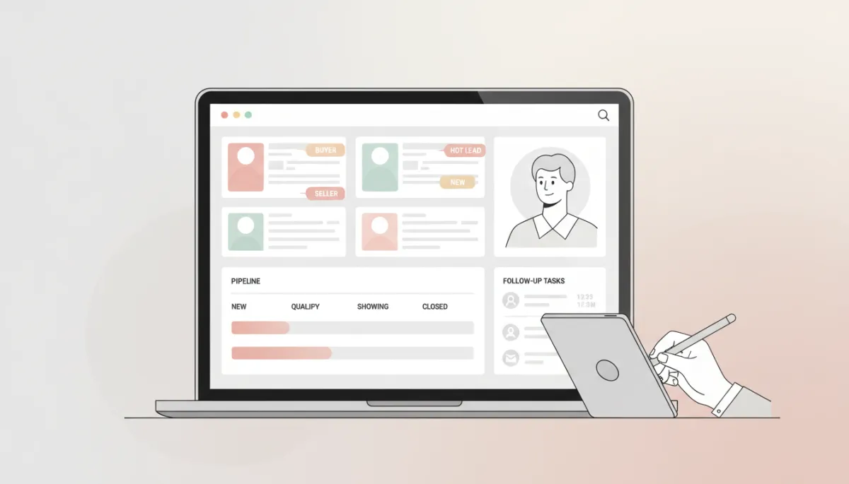 Real estate CRM dashboard with organized pipelines and follow up tasks Real estate CRM dashboard with organized pipelines and follow up tasks