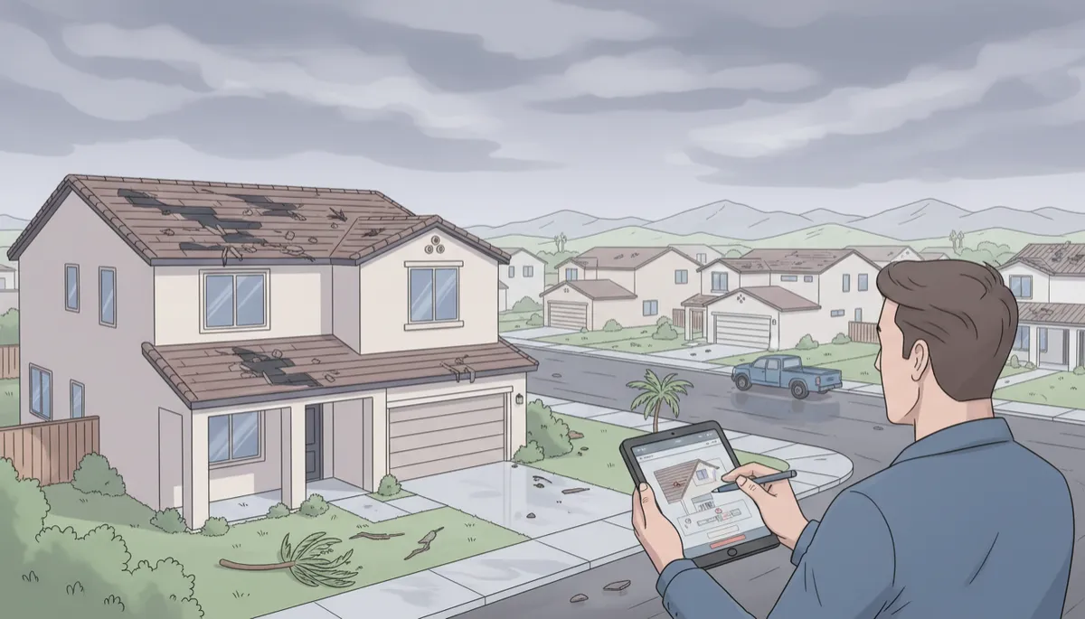Public adjuster documenting Nevada storm-related property damage