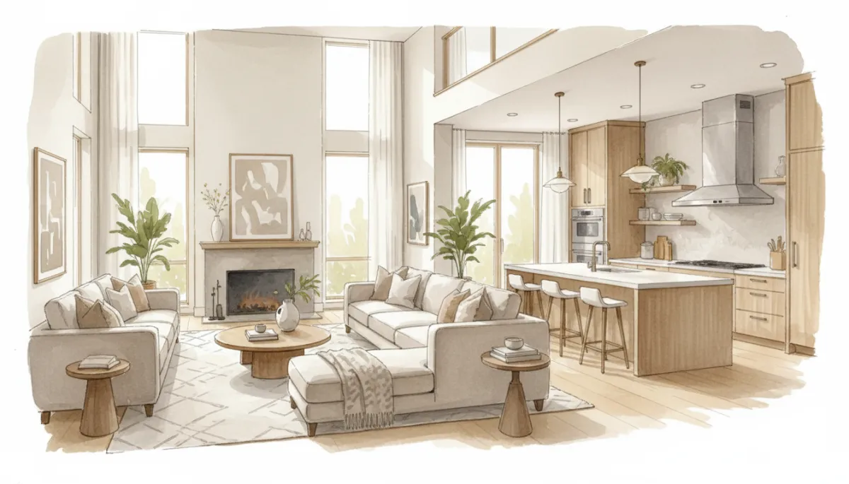 Open-concept luxury living space in a Newton home