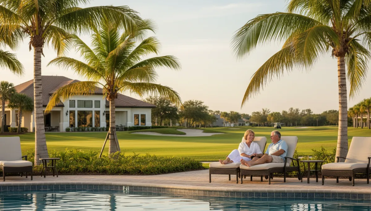 Residents enjoying the pool and amenities at Pelican Preserve