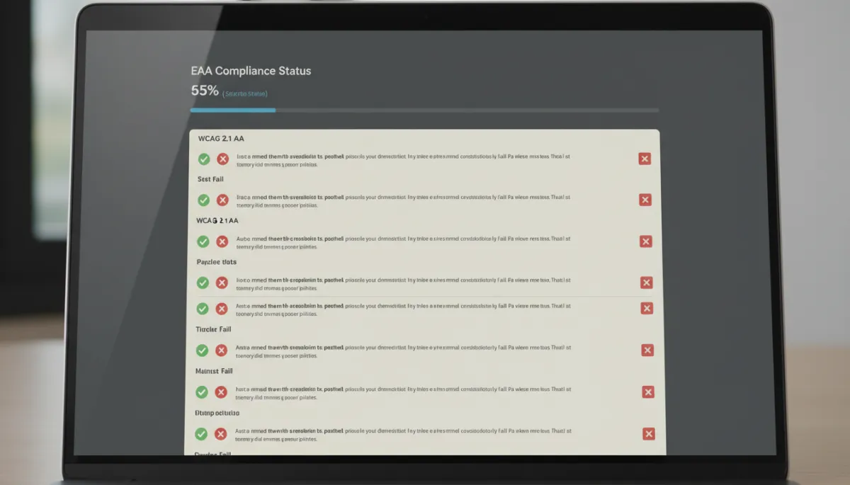 Laptop displaying an automated accessibility and EAA compliance report