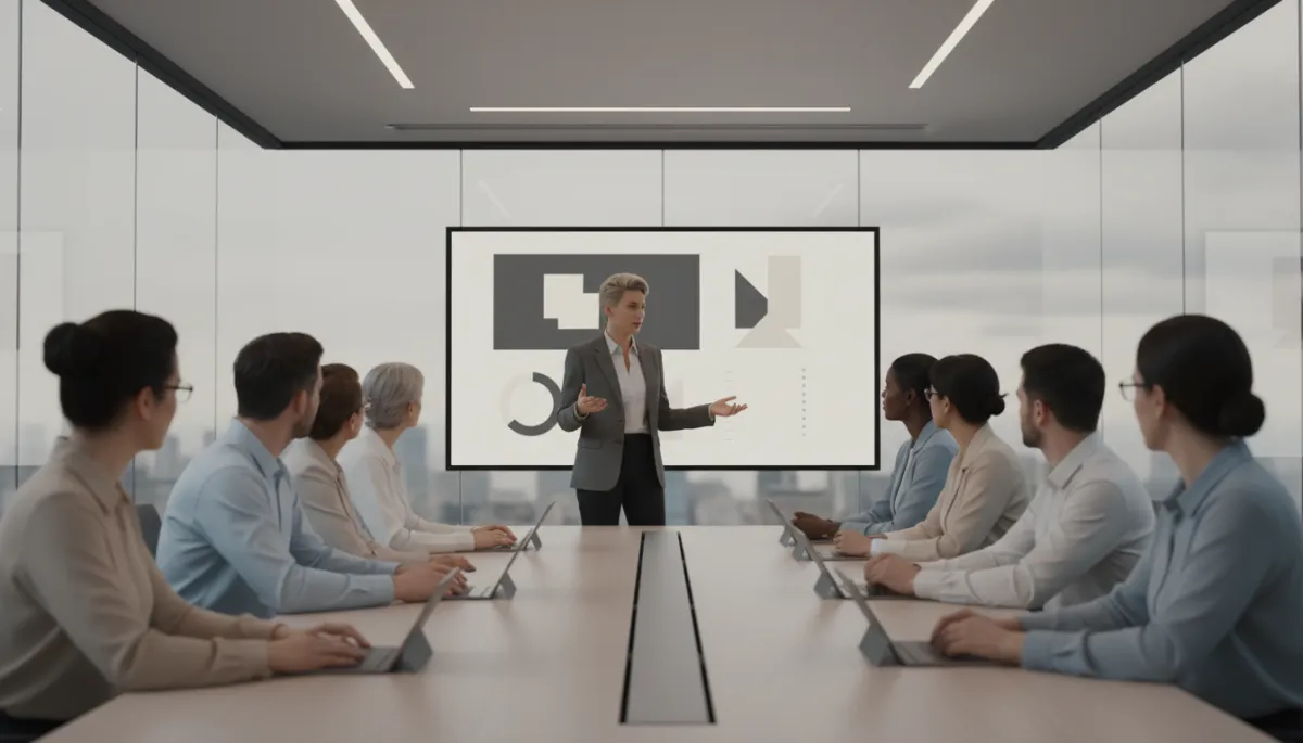 LGBTQ+ tech founder presenting an innovative startup pitch to investors