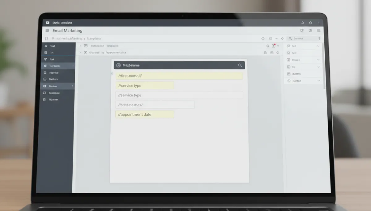 Email marketing tool interface showing personalization fields for automated follow-up