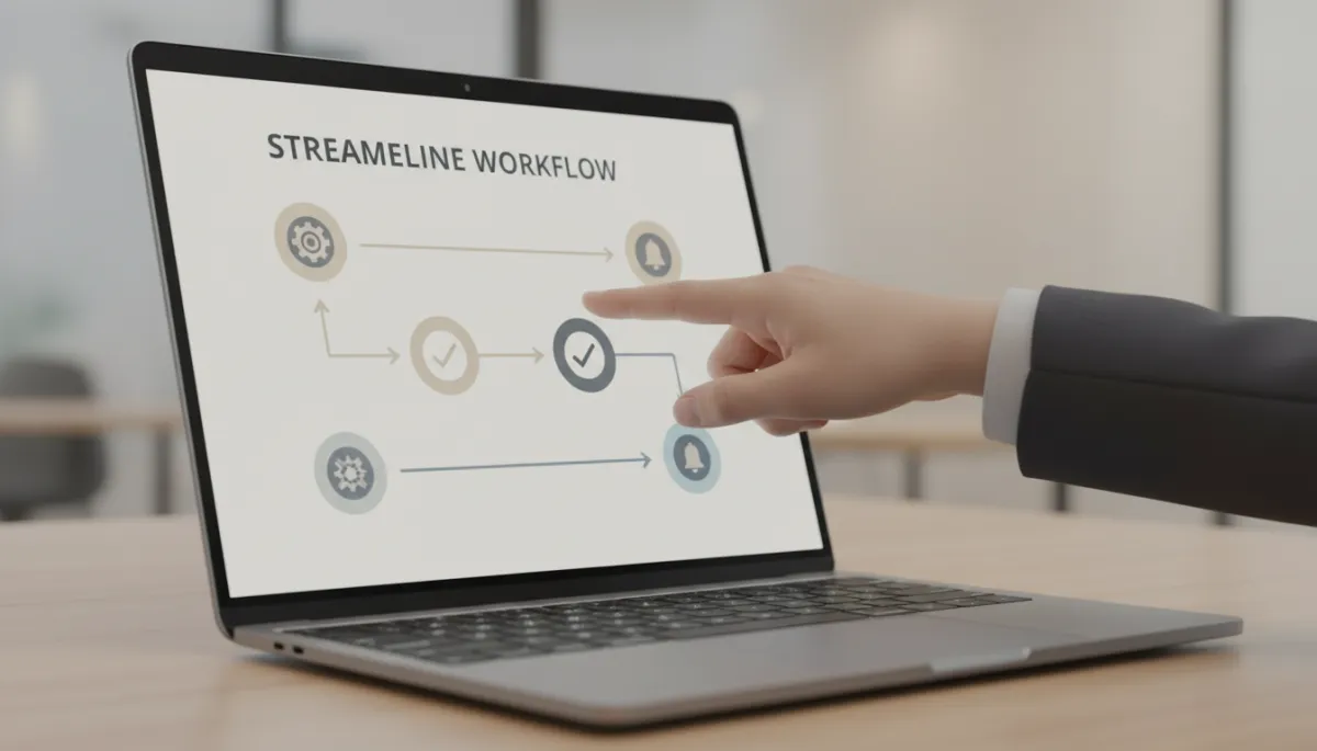 Illustration of an optimized automated workflow on a laptop screen