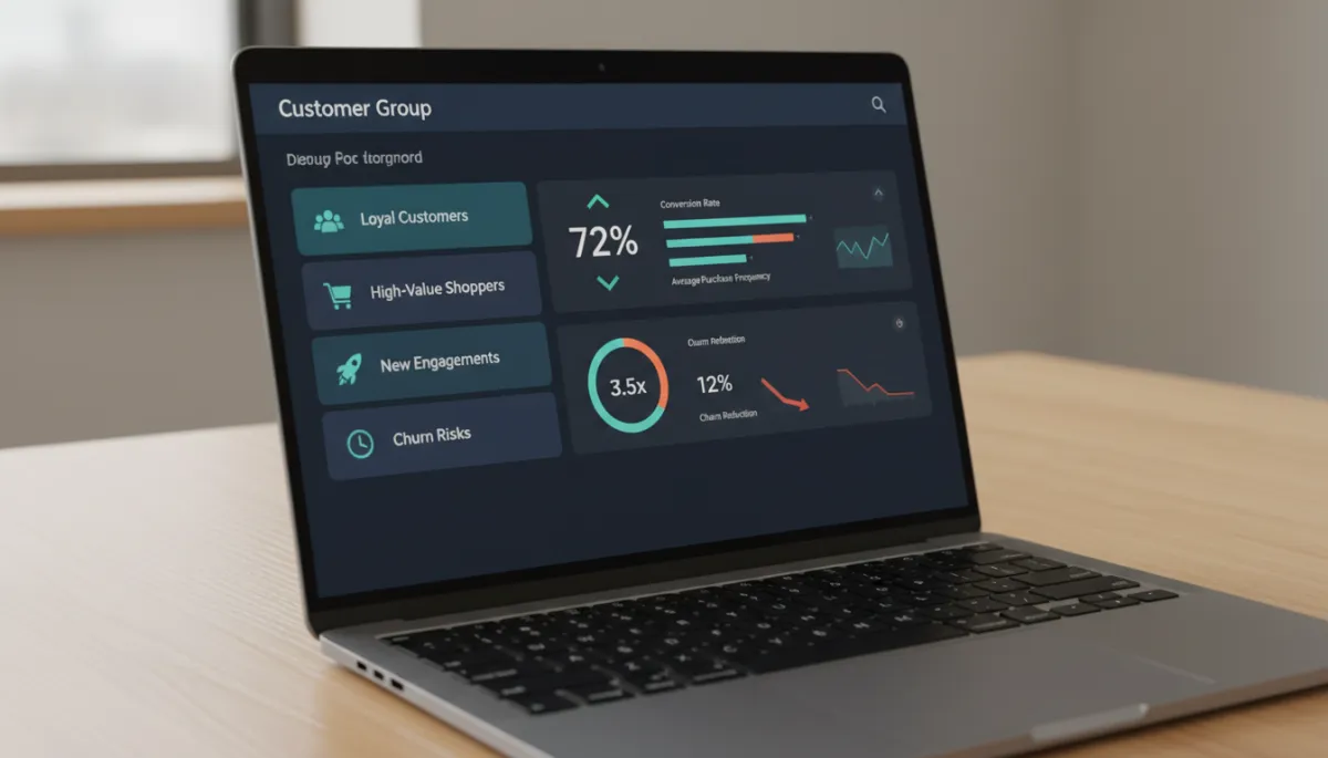 AI-powered audience segmentation dashboard on a laptop screen