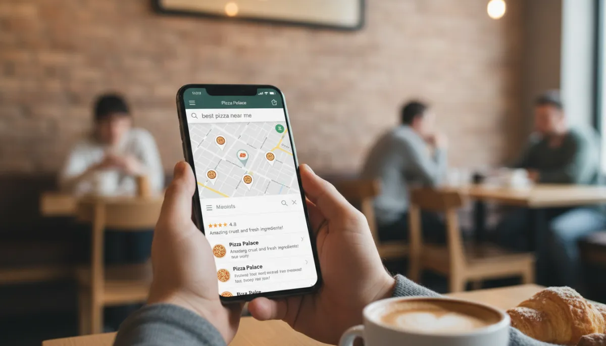 Customer searching for a local business on a smartphone