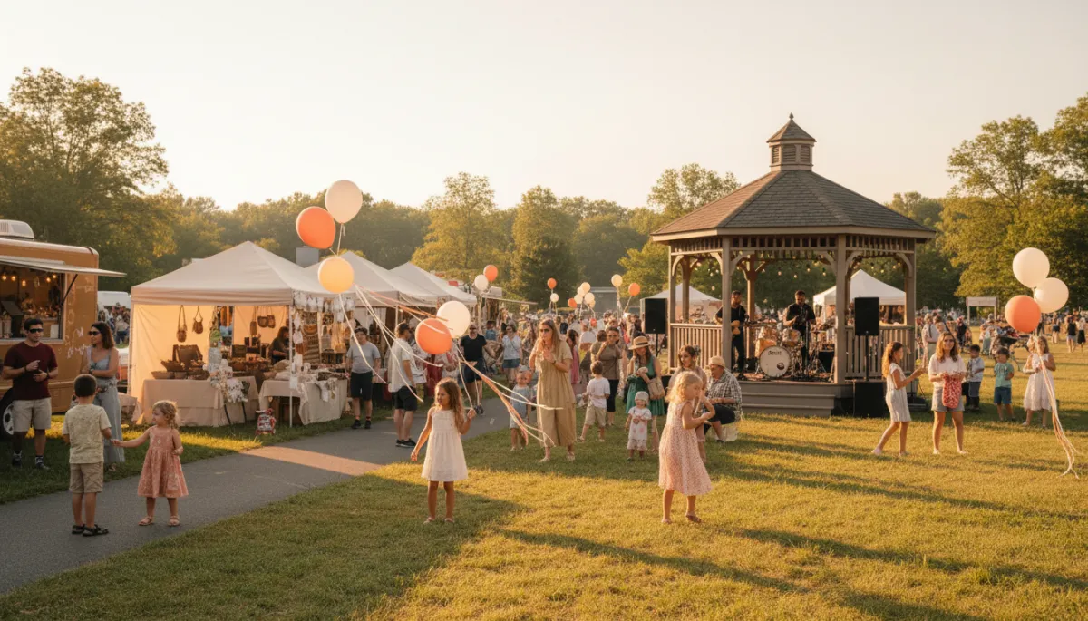 Families enjoying an outdoor community festival in Chatham NJ