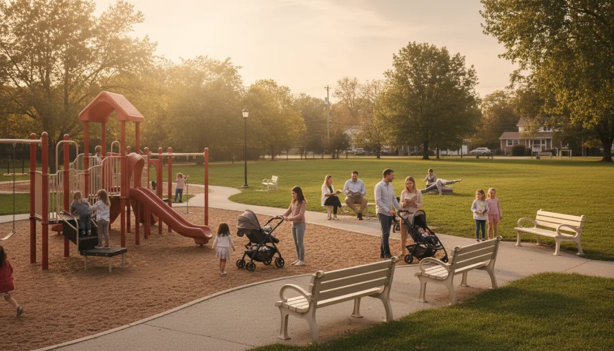 Families enjoying a sunny afternoon in a Livingston NJ park