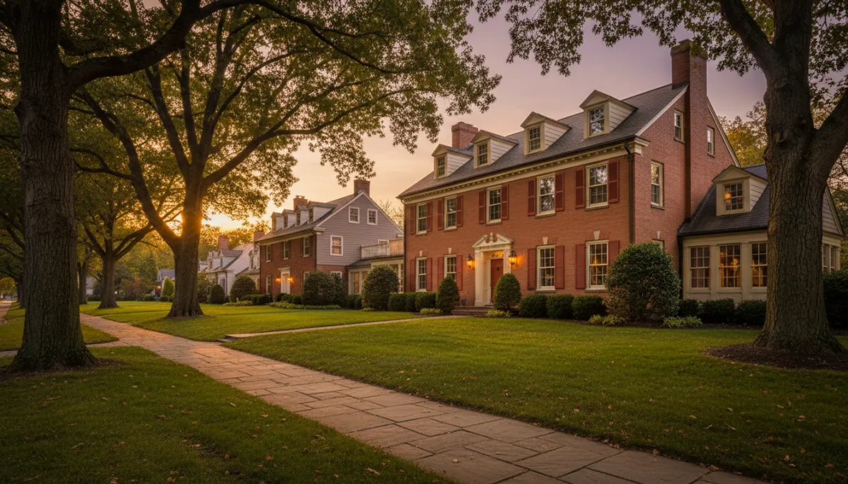 Classic colonial homes on a tree-lined street near Mindowaskin Park in Westfield NJ