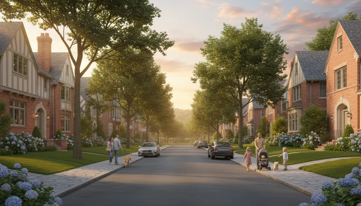 Historic homes on a quiet, tree-lined street in Maplewood