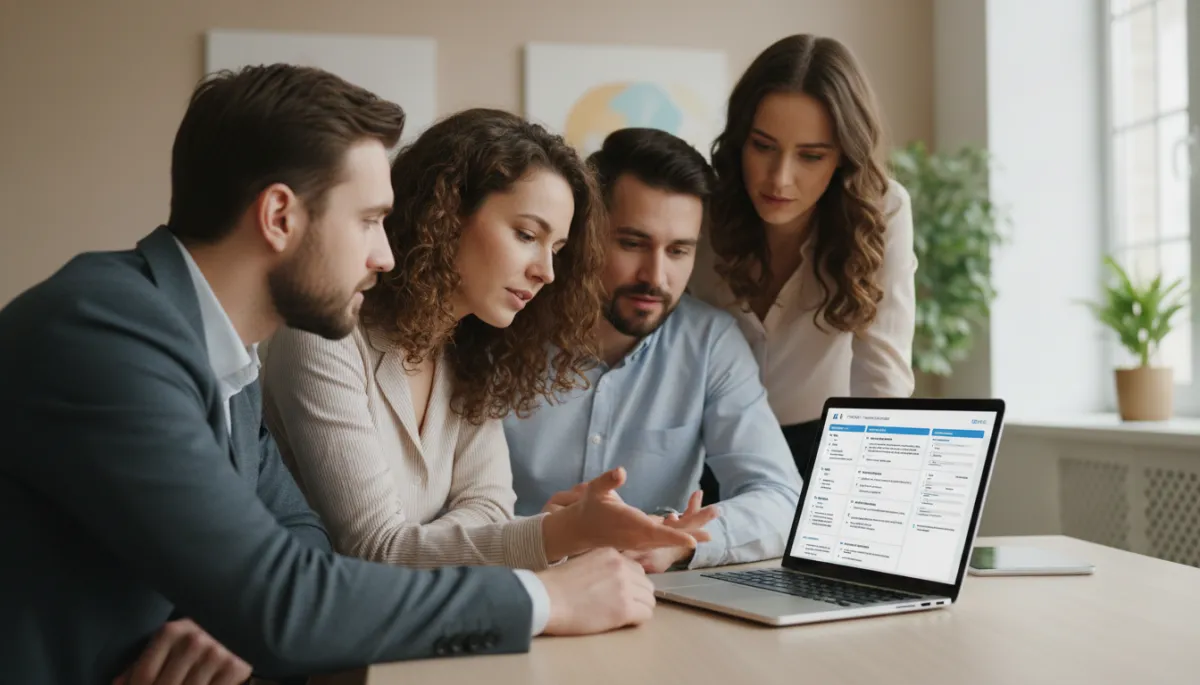 Small business team using AI-generated notes and checklists on a laptop Small business team using AI-generated notes and checklists on a laptop