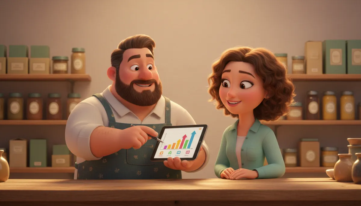 Pixar style illustration of a local business owner discussing a recurring service plan with a customer