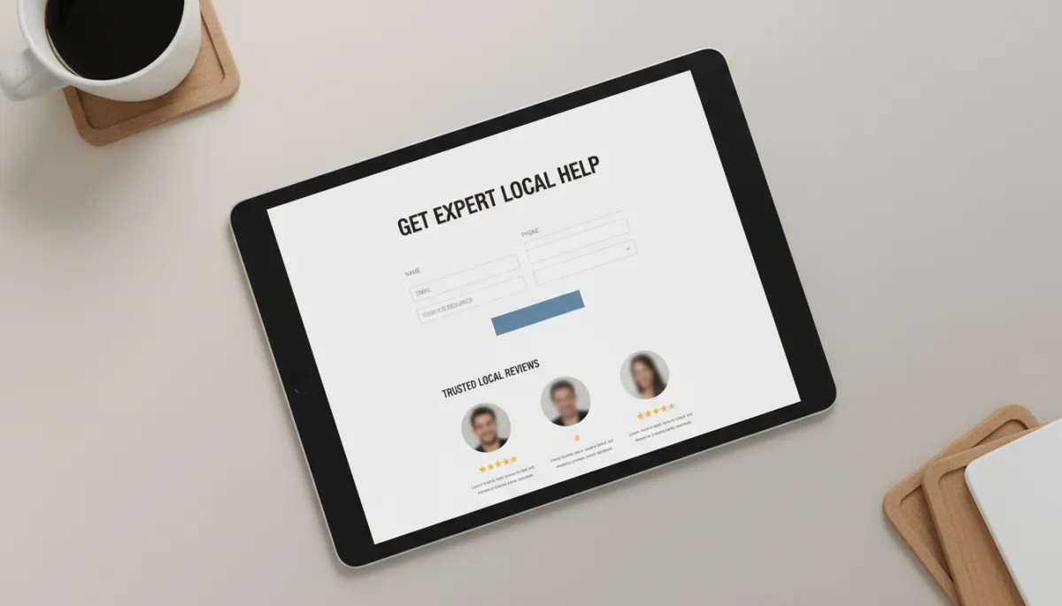 Clean landing page layout for a local service business Clean landing page layout for a local service business