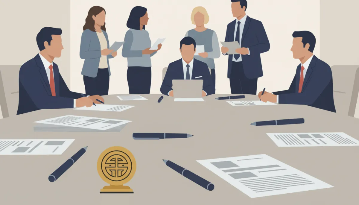 Corporate board resolutions on a conference table ready for notarization and Apostille Corporate board resolutions on a conference table ready for notarization and Apostille