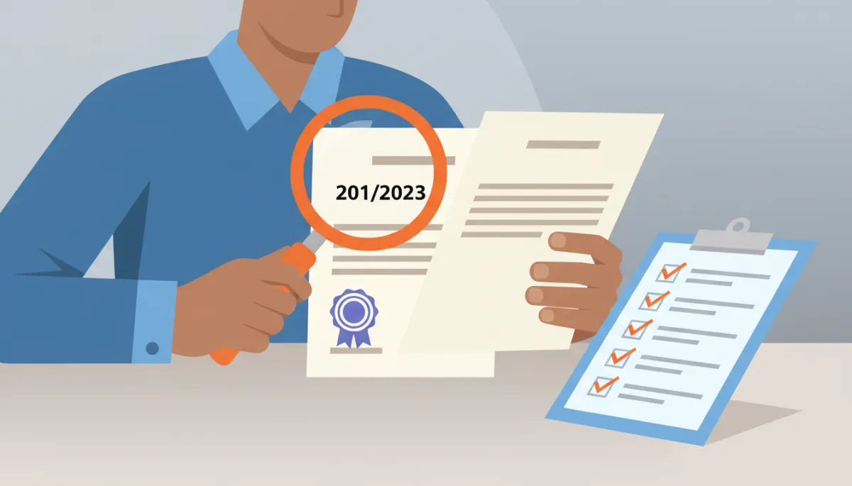 Person carefully reviewing official certificates for validity and completeness Person carefully reviewing official certificates for validity and completeness