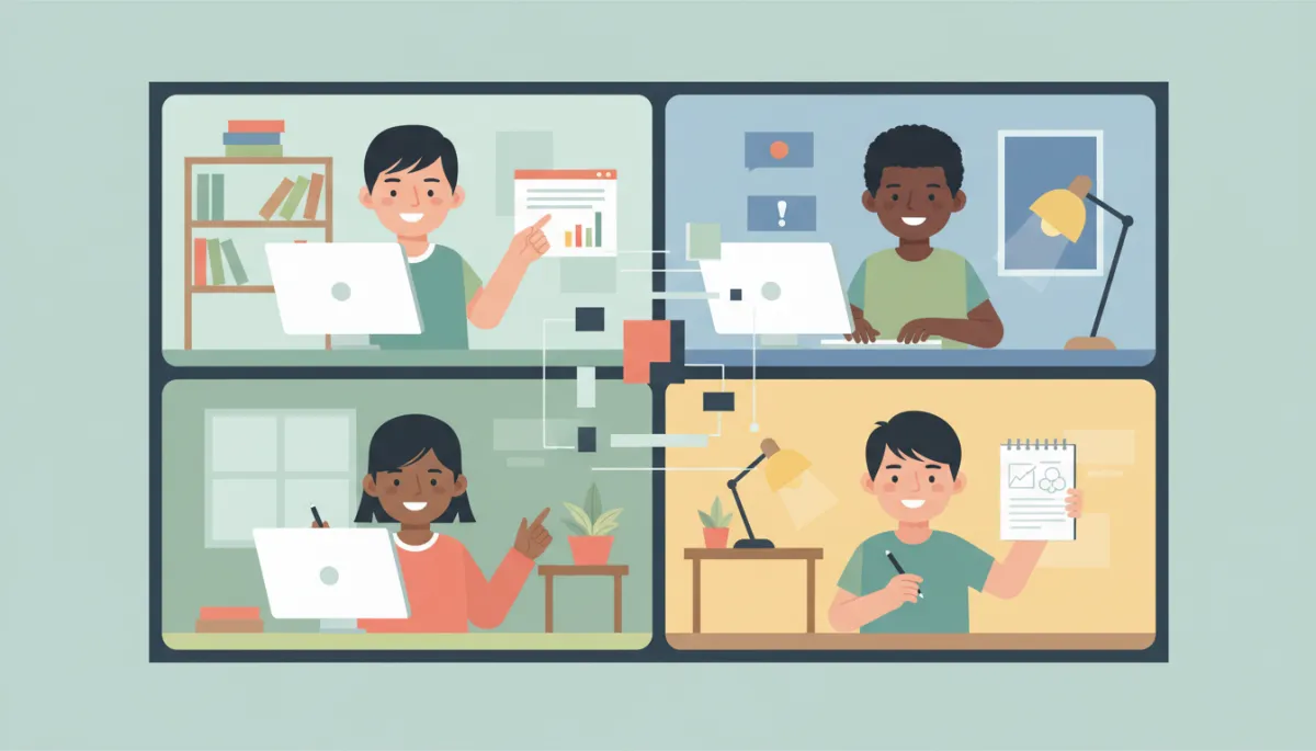 Minority homeschooled kids collaborating through an online learning platform
