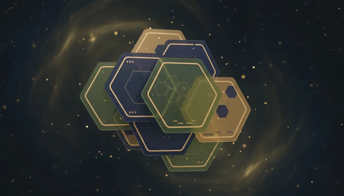 3D render digital art showing layered website components floating in space 3D render digital art showing layered website components floating in space