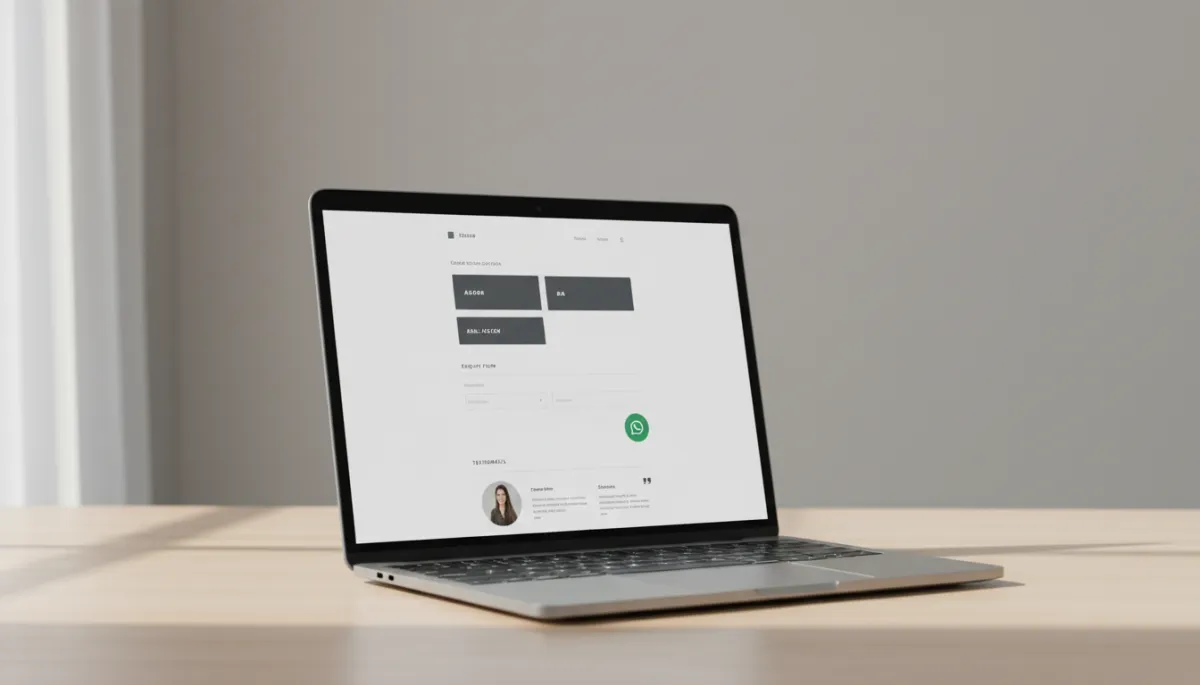 Professional business website layout with enquiry form, WhatsApp button, and testimonials Professional business website layout with enquiry form, WhatsApp button, and testimonials
