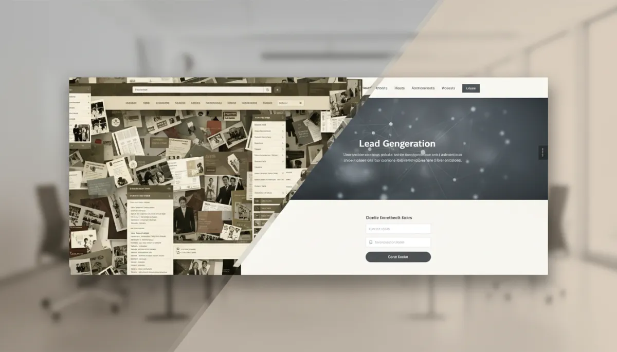 Comparison between an outdated business website and a modern lead-generation website redesign