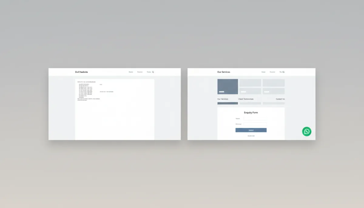 Comparison between a basic DIY website and a professional lead-focused website Comparison between a basic DIY website and a professional lead-focused website