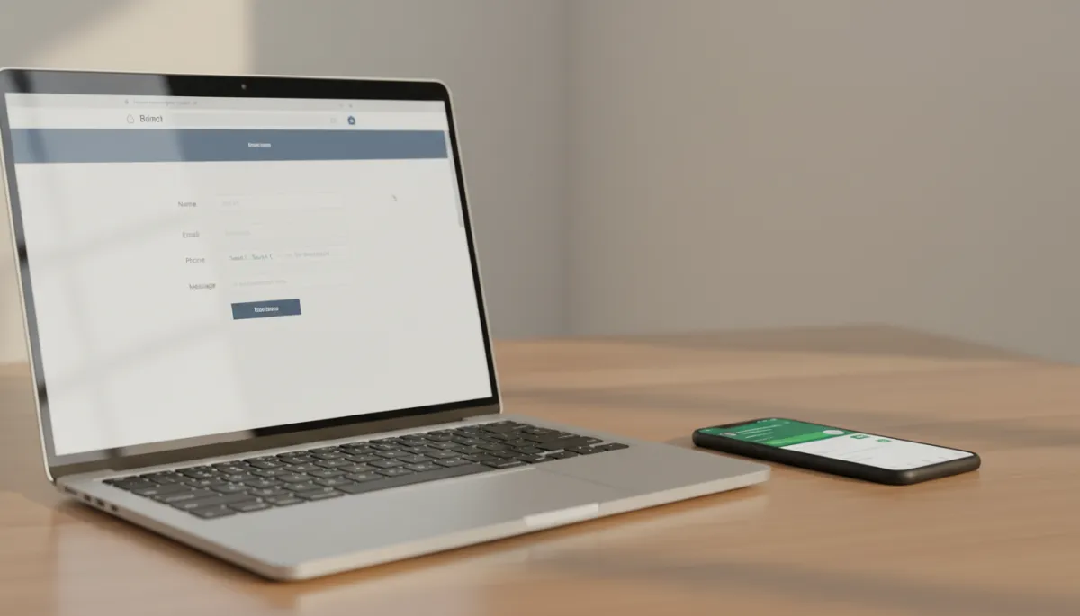 Website enquiry form and WhatsApp enquiry notification next to each other Website enquiry form and WhatsApp enquiry notification next to each other