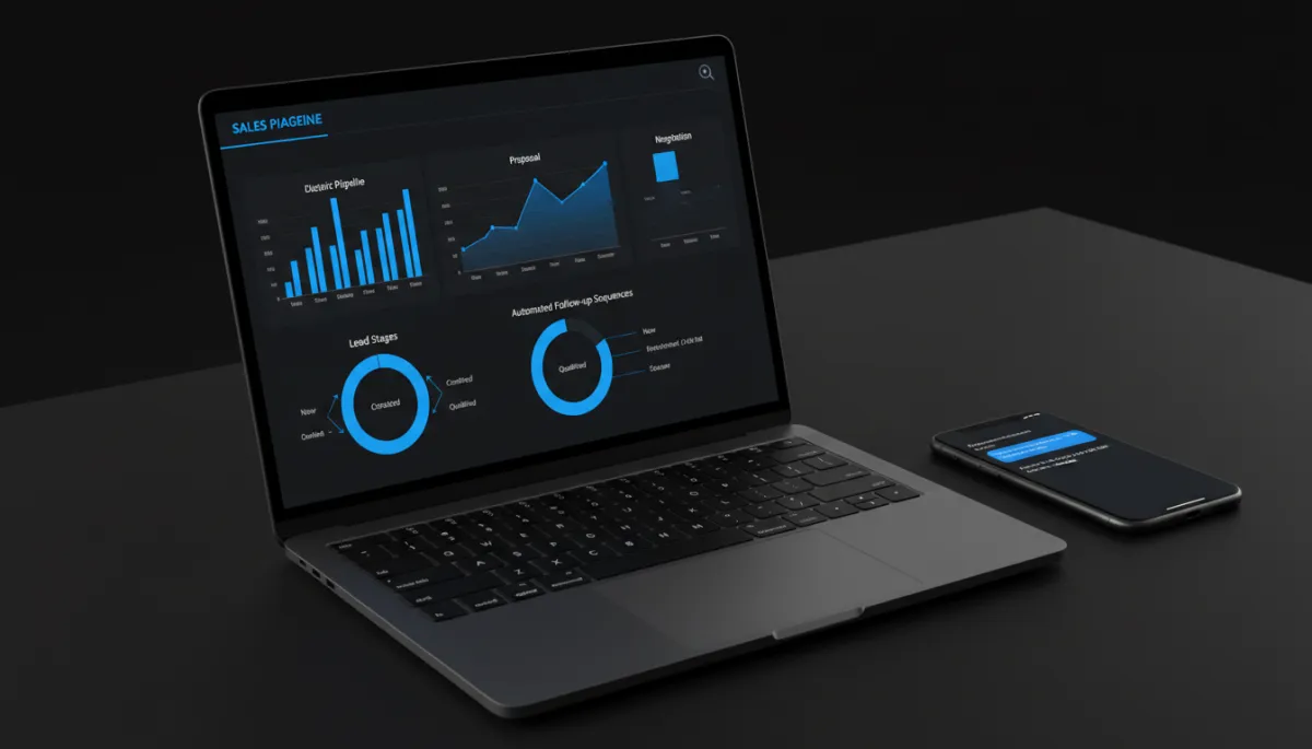 CRM dashboard showing sales pipeline and automated follow-ups
