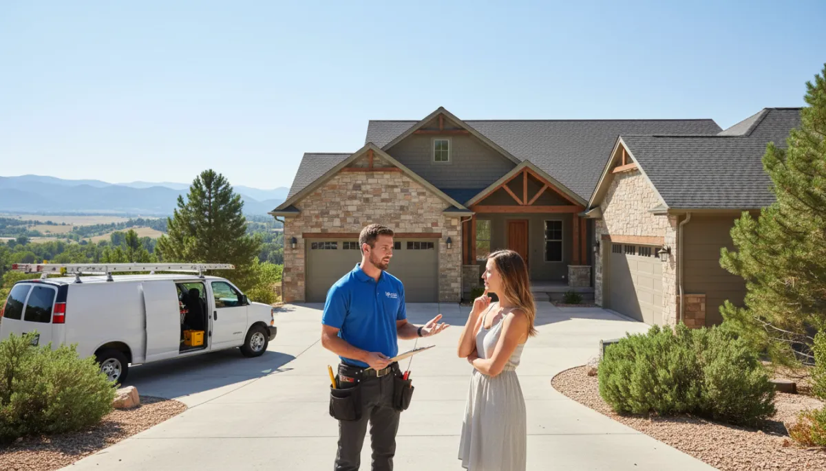 Electrician from DMC Electric LLC consulting with a homeowner in Commerce City. Electrician from DMC Electric LLC consulting with a homeowner in Commerce City.