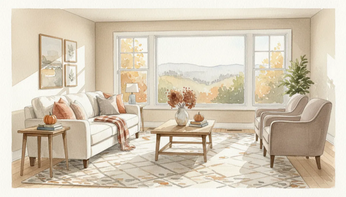 Staged living room in a Clarks Summit home with neutral decor Staged living room in a Clarks Summit home with neutral decor